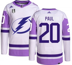 Nicholas Paul Tampa Bay Lightning Men's Adidas Authentic Hockey Fights Cancer 2022 Stanley Cup Final Jersey