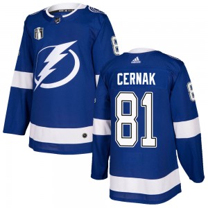 Erik Cernak Tampa Bay Lightning Men's Adidas Authentic Blue Home 2022 Stanley Cup Final Jersey
