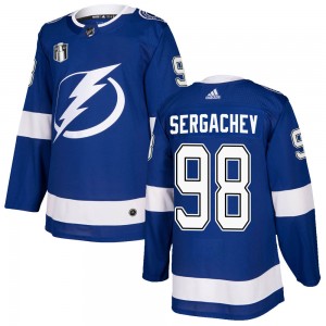 Mikhail Sergachev Tampa Bay Lightning Men's Adidas Authentic Blue Home 2022 Stanley Cup Final Jersey