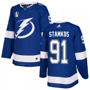 Steven Stamkos Tampa Bay Lightning Men's Adidas Authentic Blue Home 2022 Stanley Cup Final Jersey