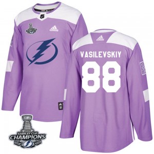 Andrei Vasilevskiy Tampa Bay Lightning Men's Adidas Authentic Purple Fights Cancer Practice 2020 Stanley Cup Champions Jersey