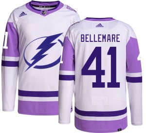 Pierre-Edouard Bellemare Tampa Bay Lightning Men's Adidas Authentic Hockey Fights Cancer Jersey