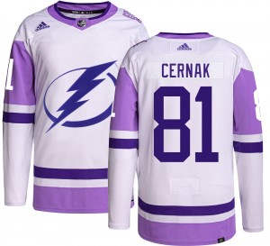 Erik Cernak Tampa Bay Lightning Men's Adidas Authentic Hockey Fights Cancer Jersey