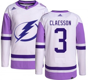 Fredrik Claesson Tampa Bay Lightning Men's Adidas Authentic Hockey Fights Cancer Jersey