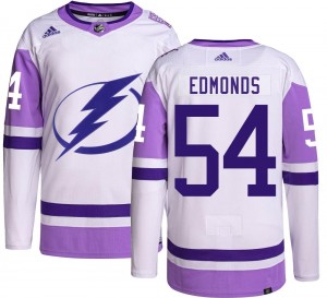 Lucas Edmonds Tampa Bay Lightning Men's Adidas Authentic Hockey Fights Cancer Jersey