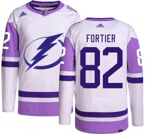 Gabriel Fortier Tampa Bay Lightning Men's Adidas Authentic Hockey Fights Cancer Jersey