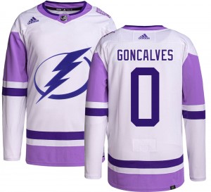 Gage Goncalves Tampa Bay Lightning Men's Adidas Authentic Hockey Fights Cancer Jersey