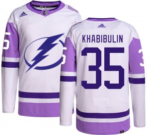 Nikolai Khabibulin Tampa Bay Lightning Men's Adidas Authentic Hockey Fights Cancer Jersey