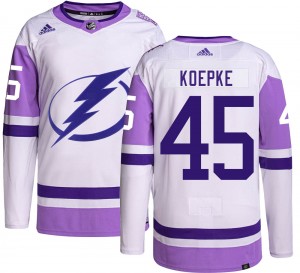Cole Koepke Tampa Bay Lightning Men's Adidas Authentic Hockey Fights Cancer Jersey