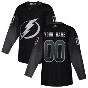 Custom Tampa Bay Lightning Youth Adidas Authentic Black Alternate Jersey