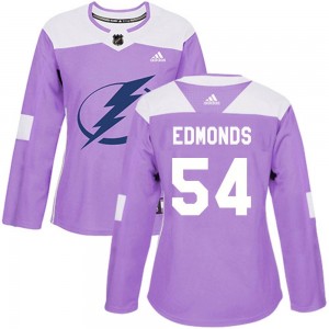 Lucas Edmonds Tampa Bay Lightning Women's Adidas Authentic Purple Fights Cancer Practice Jersey