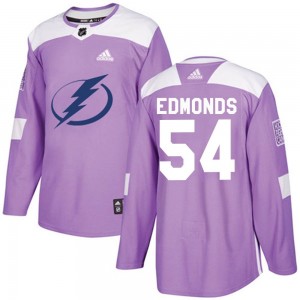 Lucas Edmonds Tampa Bay Lightning Men's Adidas Authentic Purple Fights Cancer Practice Jersey