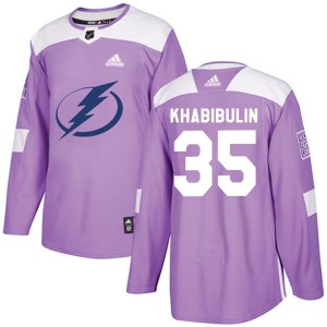 Nikolai Khabibulin Tampa Bay Lightning Men's Adidas Authentic Purple Fights Cancer Practice Jersey