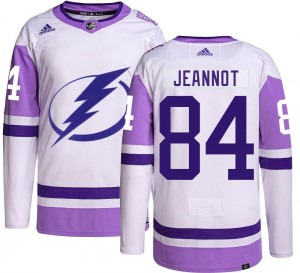 Tanner Jeannot Tampa Bay Lightning Youth Adidas Authentic Hockey Fights Cancer Jersey