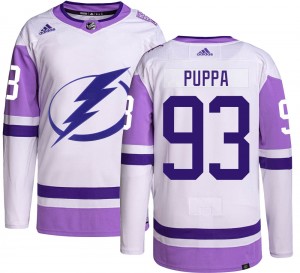 Daren Puppa Tampa Bay Lightning Youth Adidas Authentic Hockey Fights Cancer Jersey