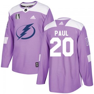 Nicholas Paul Tampa Bay Lightning Youth Adidas Authentic Purple Fights Cancer Practice 2022 Stanley Cup Final Jersey