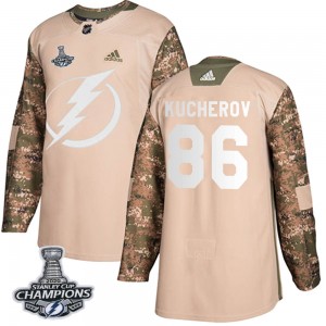 Nikita Kucherov Tampa Bay Lightning Youth Adidas Authentic Camo Veterans Day Practice 2020 Stanley Cup Champions Jersey