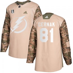 Erik Cernak Tampa Bay Lightning Youth Adidas Authentic Camo Veterans Day Practice 2022 Stanley Cup Final Jersey