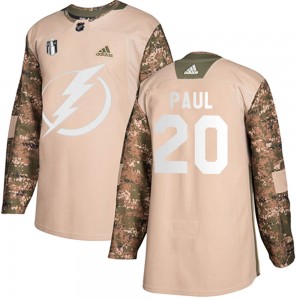 Nicholas Paul Tampa Bay Lightning Youth Adidas Authentic Camo Veterans Day Practice 2022 Stanley Cup Final Jersey