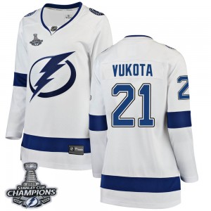 Mick Vukota Tampa Bay Lightning Women's Fanatics Branded White Breakaway Away 2020 Stanley Cup Champions Jersey