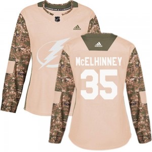 Curtis McElhinney Tampa Bay Lightning Women's Adidas Authentic Camo Veterans Day Practice Jersey