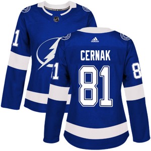 Erik Cernak Tampa Bay Lightning Women's Adidas Authentic Blue Home Jersey