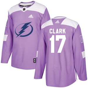 Wendel Clark Tampa Bay Lightning Youth Adidas Authentic Purple Fights Cancer Practice Jersey