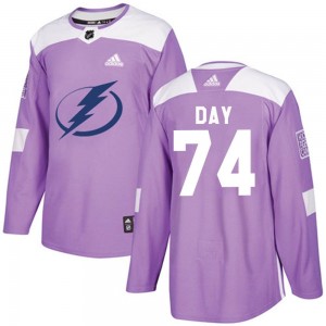Sean Day Tampa Bay Lightning Youth Adidas Authentic Purple Fights Cancer Practice Jersey