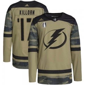 Alex Killorn Tampa Bay Lightning Men's Adidas Authentic Camo Military Appreciation Practice 2022 Stanley Cup Final Jersey