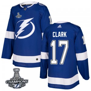 Wendel Clark Tampa Bay Lightning Men's Adidas Authentic Blue Home 2020 Stanley Cup Champions Jersey