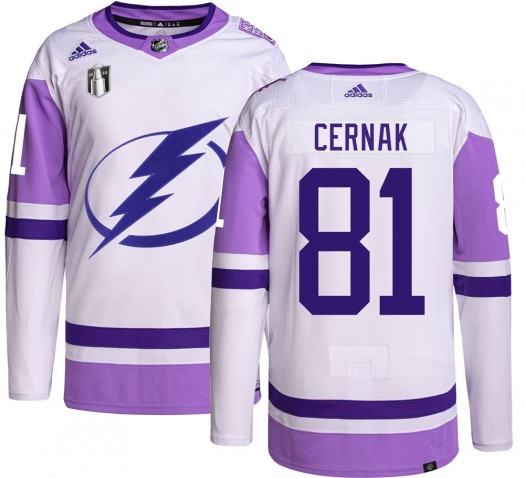Erik Cernak Tampa Bay Lightning Men's Adidas Authentic Hockey Fights Cancer 2022 Stanley Cup Final Jersey