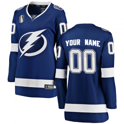 Custom Tampa Bay Lightning Women's Fanatics Branded Blue Breakaway Home 2022 Stanley Cup Final Jersey