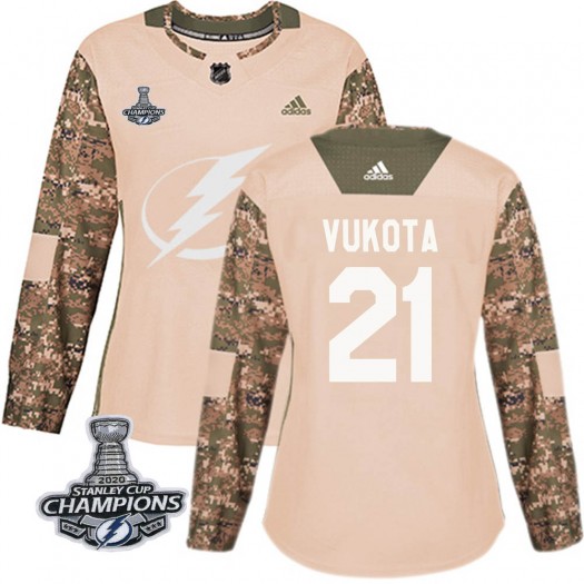 Mick Vukota Tampa Bay Lightning Women's Adidas Authentic Camo Veterans Day Practice 2020 Stanley Cup Champions Jersey