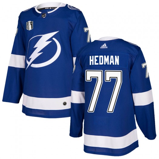Victor Hedman Tampa Bay Lightning Men's Adidas Authentic Blue Home 2022 Stanley Cup Final Jersey