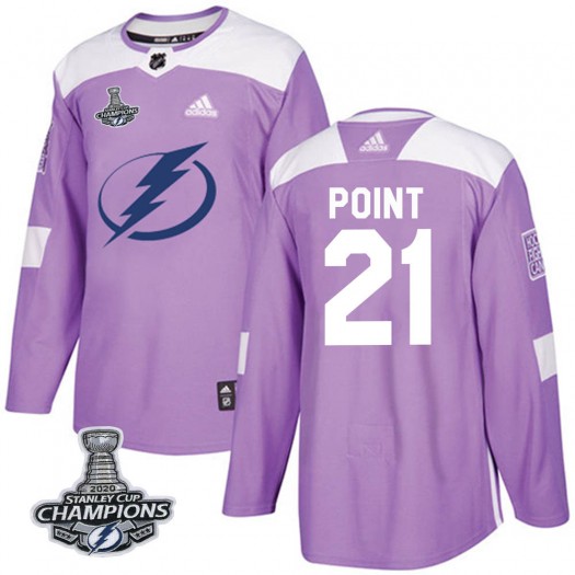 Brayden Point Tampa Bay Lightning Men's Adidas Authentic Purple Fights Cancer Practice 2020 Stanley Cup Champions Jersey