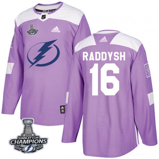 Taylor Raddysh Tampa Bay Lightning Men's Adidas Authentic Purple Fights Cancer Practice 2020 Stanley Cup Champions Jersey