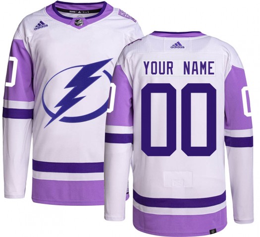 Custom Tampa Bay Lightning Men's Adidas Authentic Hockey Fights Cancer Jersey