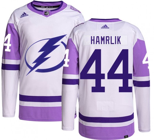 Roman Hamrlik Tampa Bay Lightning Men's Adidas Authentic Hockey Fights Cancer Jersey