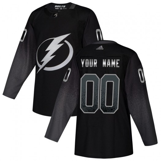 Custom Tampa Bay Lightning Youth Adidas Authentic Black Alternate Jersey