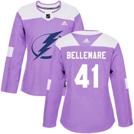 Pierre-Edouard Bellemare Tampa Bay Lightning Women's Adidas Authentic Purple Fights Cancer Practice Jersey