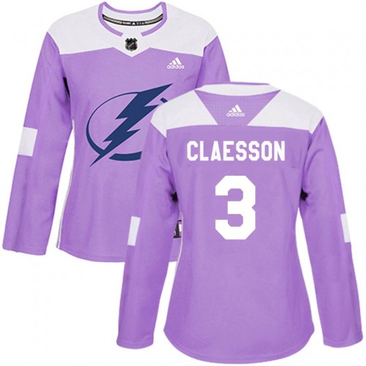 Fredrik Claesson Tampa Bay Lightning Women's Adidas Authentic Purple Fights Cancer Practice Jersey