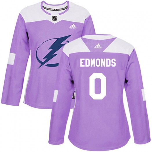 Lucas Edmonds Tampa Bay Lightning Women's Adidas Authentic Purple Fights Cancer Practice Jersey
