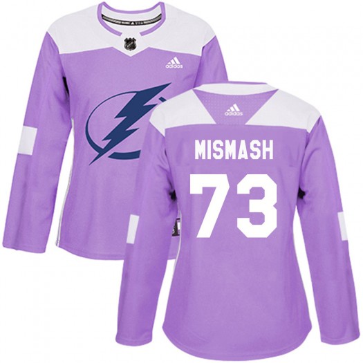 Grant Mismash Tampa Bay Lightning Women's Adidas Authentic Purple Fights Cancer Practice Jersey