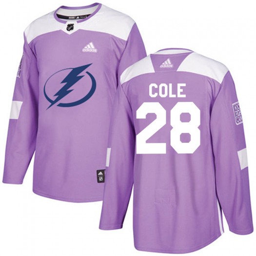 Ian Cole Tampa Bay Lightning Men's Adidas Authentic Purple Fights Cancer Practice Jersey