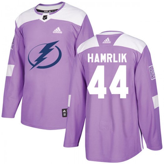 Roman Hamrlik Tampa Bay Lightning Men's Adidas Authentic Purple Fights Cancer Practice Jersey