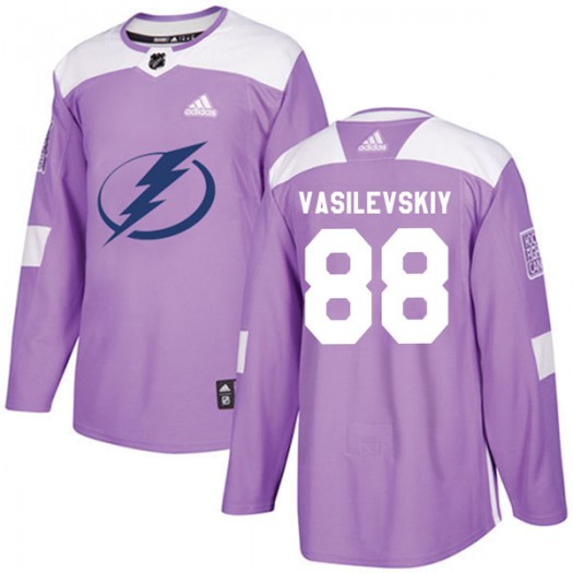 Andrei Vasilevskiy Tampa Bay Lightning Men's Adidas Authentic Purple Fights Cancer Practice Jersey