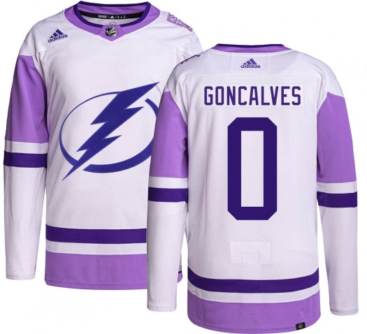 Gage Goncalves Tampa Bay Lightning Youth Adidas Authentic Hockey Fights Cancer Jersey