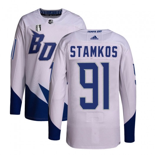 Steven Stamkos Tampa Bay Lightning Men's Adidas Authentic White 2022 Stadium Series Primegreen 2022 Stanley Cup Final Jersey