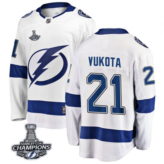 Mick Vukota Tampa Bay Lightning Men's Fanatics Branded White Breakaway Away 2020 Stanley Cup Champions Jersey