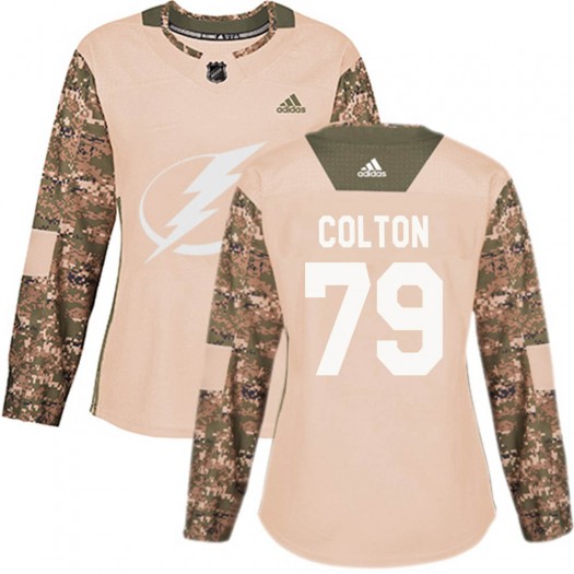 Ross Colton Tampa Bay Lightning Women's Adidas Authentic Camo Veterans Day Practice Jersey